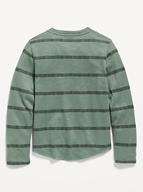View large product image 3 of 3. Cozy-Knit Long-Sleeve Striped Henley T-Shirt for Boys