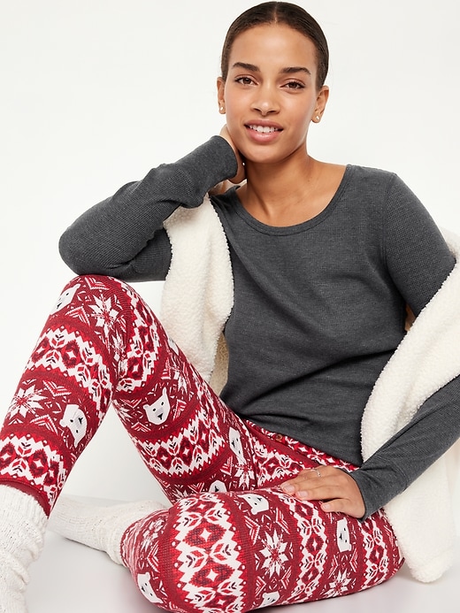 Image number 3 showing, Waffle-Knit Pajama Top
