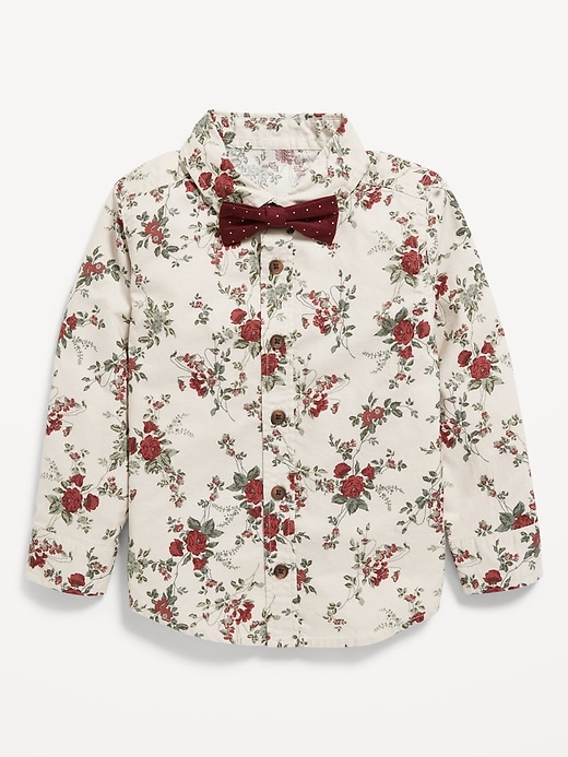 View large product image 1 of 3. Long-Sleeve Printed Oxford Shirt & Bow-Tie Set for Toddler Boys