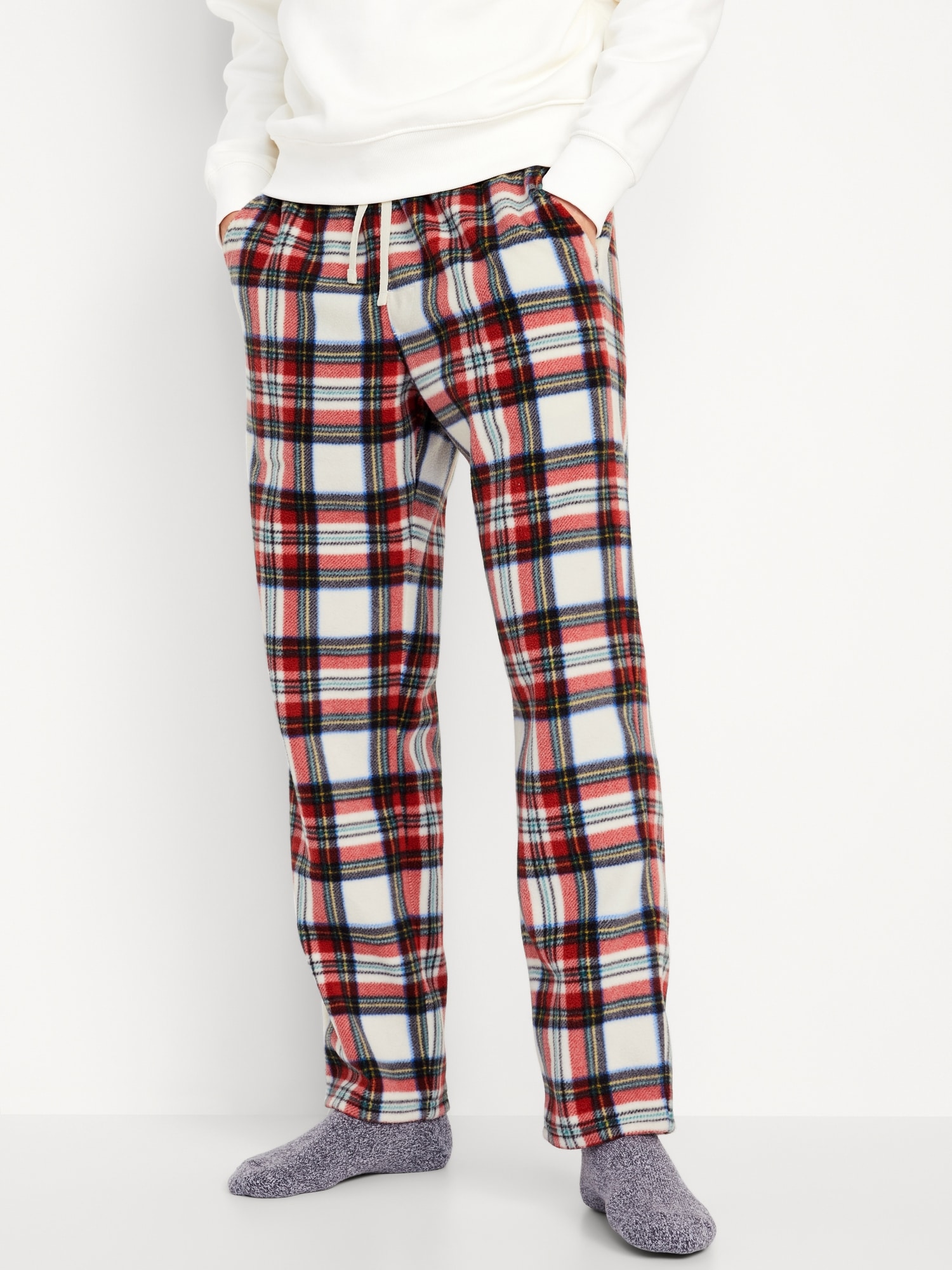 45910-1A-XL #FollowMe Polar Fleece Pajama Pants Set for Men / Sleepwear /  PJs (Medium, Black Top / White Buffalo Plaid Pant) - Just Love Fashion