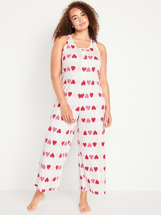 Image number 5 showing, Valentine Print Henley Pajama Jumpsuit