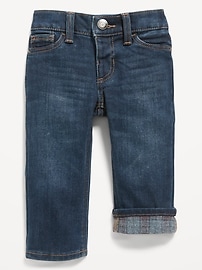 Unisex Straight Soft-Brushed Lined Jeans for Baby