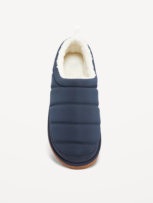 View large product image 2 of 4. Sherpa-Lined Puffer Slippers
