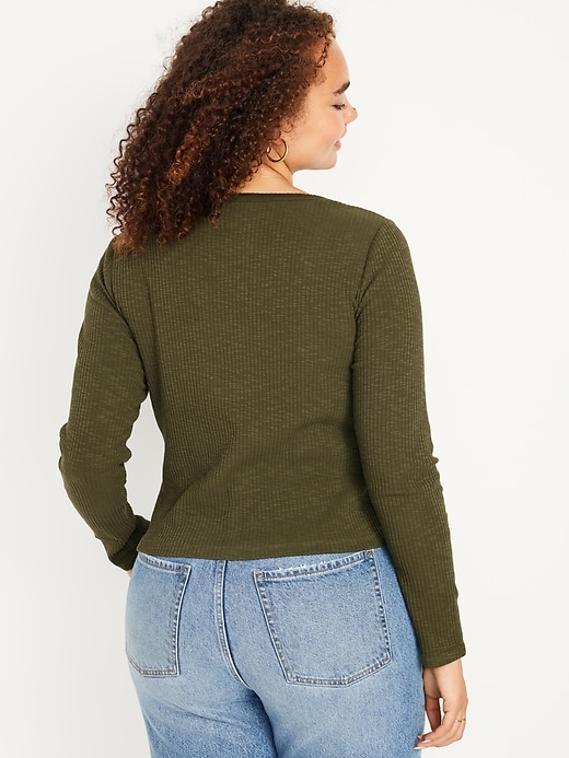 Image number 6 showing, Button-Front Rib-Knit Top