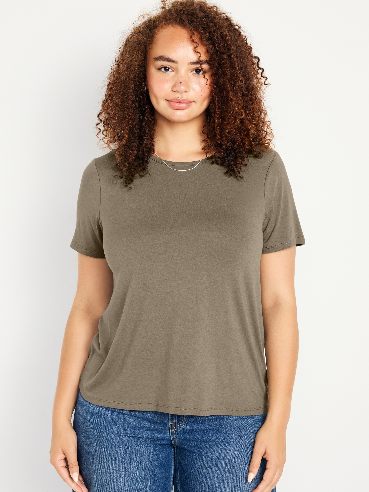 Luxe T-Shirt Old for Crew-Neck Women Navy |