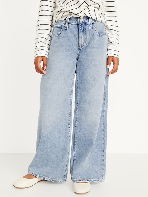 View large product image 1 of 4. High-Waisted Super Baggy Wide-Leg Non-Stretch Jeans for Girls