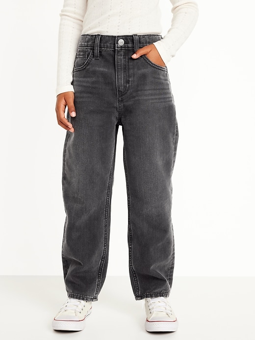 View large product image 1 of 4. High-Waisted Slouchy Straight Jeans for Girls