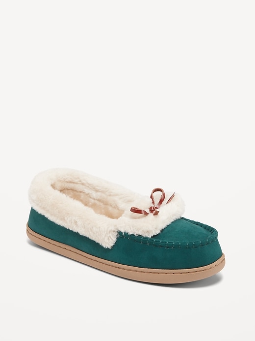 Image number 1 showing, Faux-Suede Moccasin Slippers