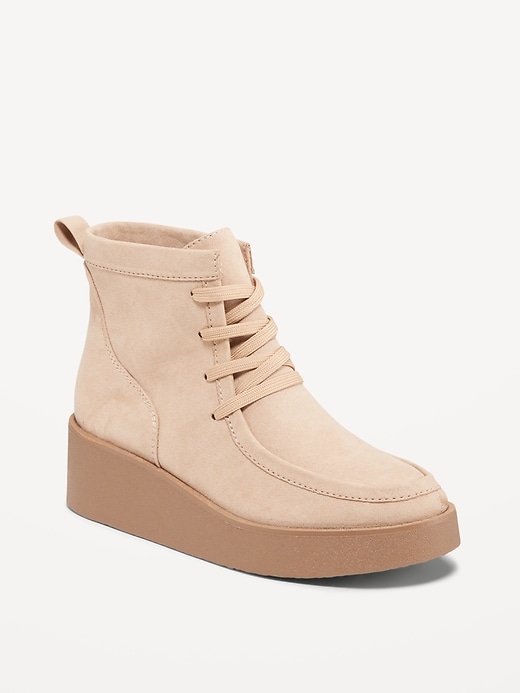 Image number 1 showing, Faux-Suede Wedge Boots