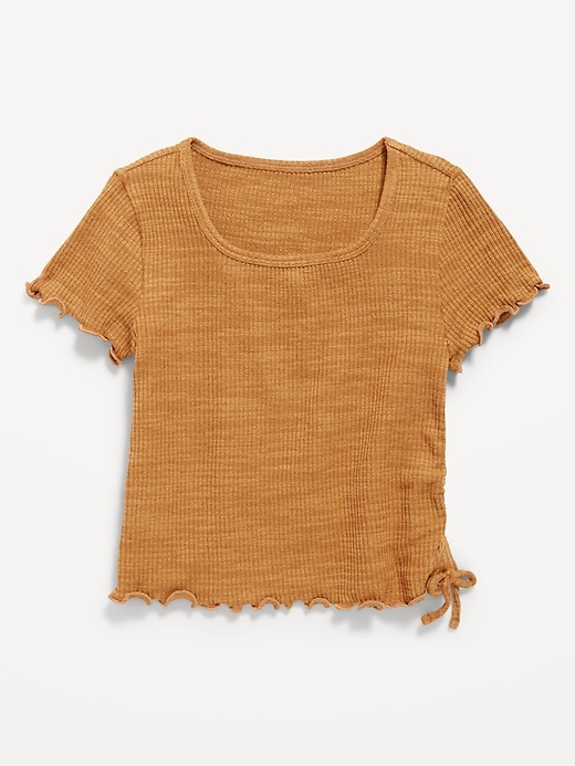 View large product image 2 of 3. Short-Sleeve Textured Knit Side-Ruched Top for Girls
