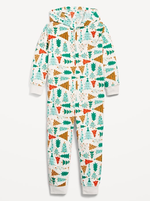 View large product image 1 of 3. Printed Gender-Neutral Microfleece Hooded One-Piece Pajamas for Kids