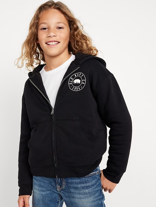 View large product image 1 of 3. Cozy Fleece Sherpa-Lined Zip Hoodie for Boys