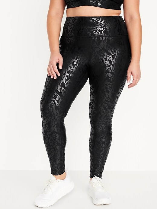 Image number 7 showing, High-Waisted PowerSoft Foil-Print Leggings