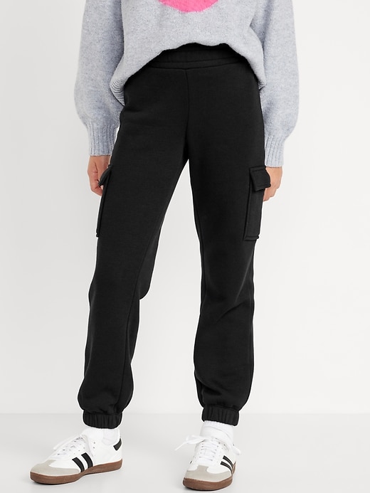 View large product image 1 of 5. High-Waisted Fleece Cargo Jogger Pants for Girls