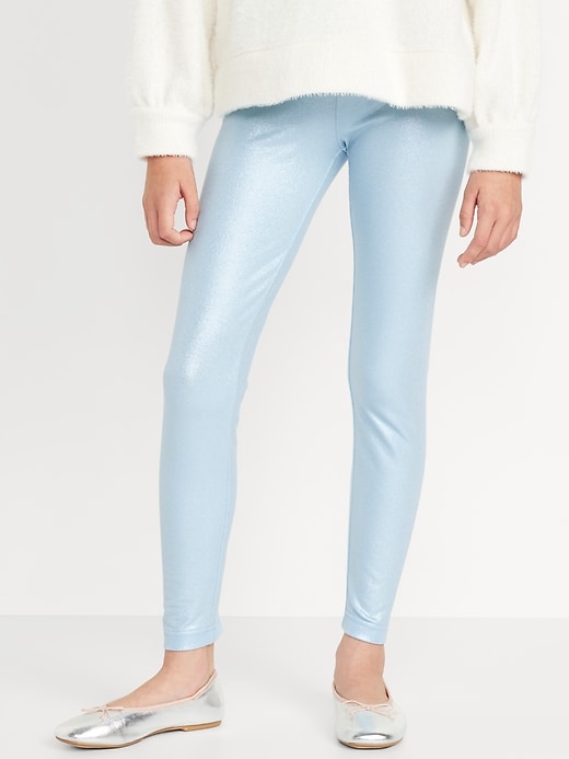 Image number 1 showing, Shiny High-Waisted Leggings for Girls
