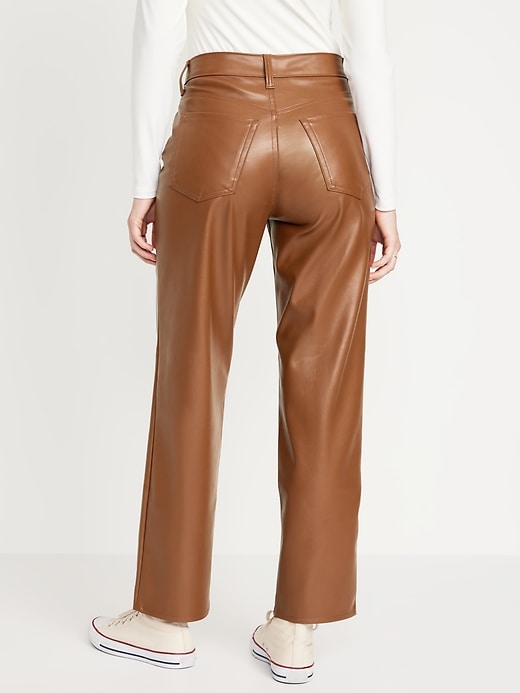 Image number 2 showing, High-Waisted OG Loose Faux-Leather Pants