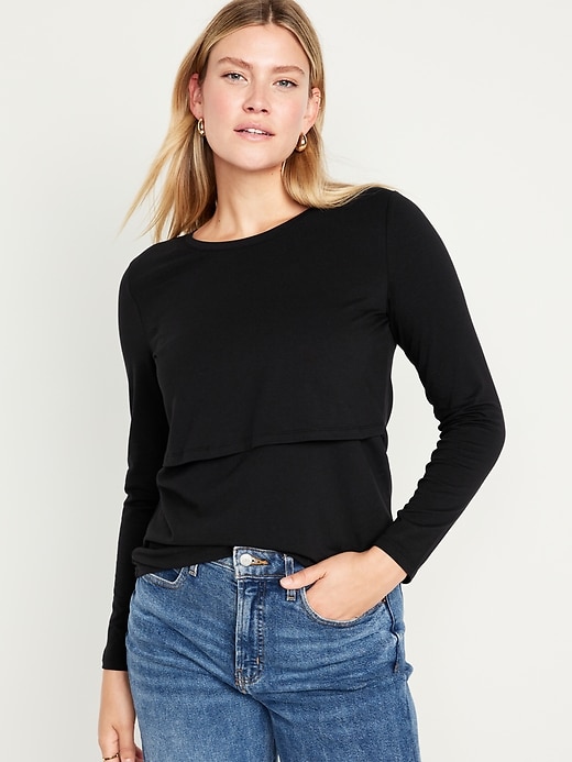 Maternity Long-Sleeve Double-Layer Nursing Top | Old Navy