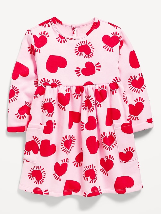 View large product image 1 of 2. Printed Fit & Flare Fleece Dress for Toddler Girls