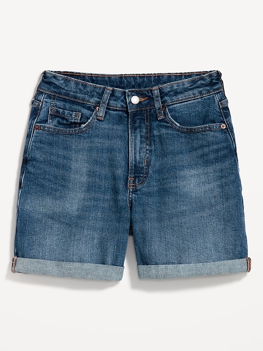 Image number 4 showing, Curvy High-Waisted OG Straight Cut-Off Jean Shorts -- 5-inch inseam