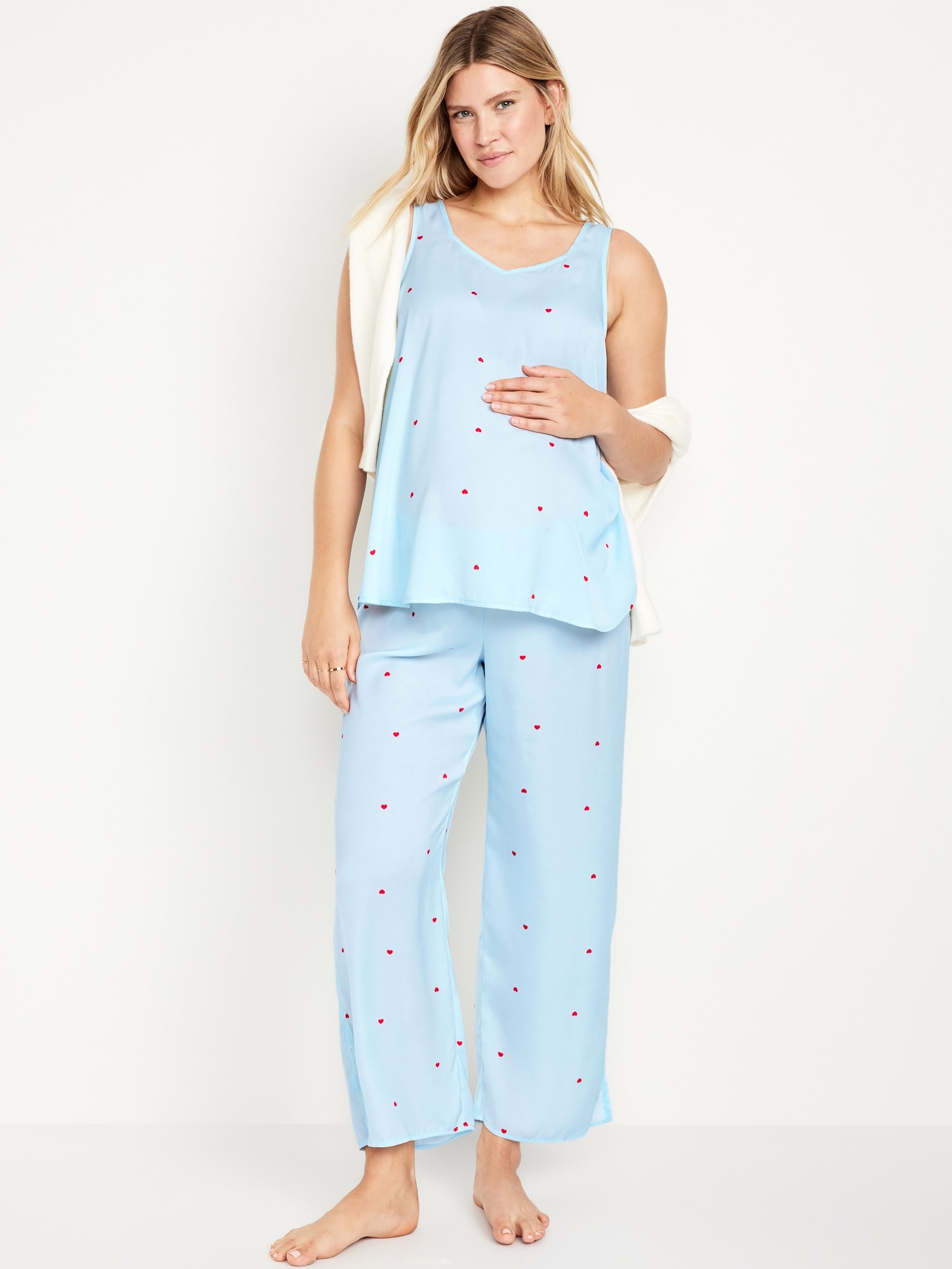Maternity Sleeveless Satin Pajamas