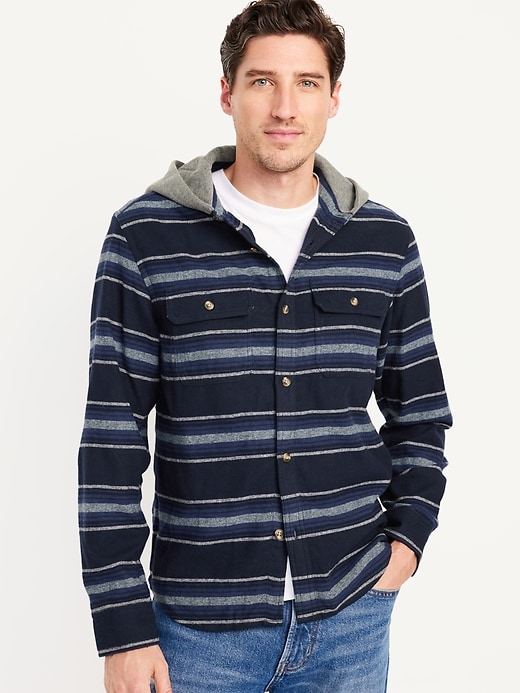 Image number 1 showing, Hooded Flannel Shirt