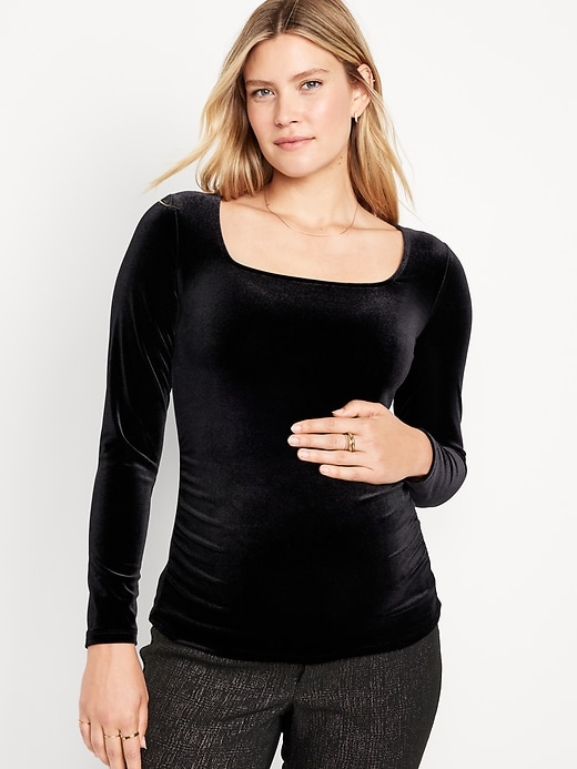 Image number 1 showing, Maternity Square-Neck Velvet Top