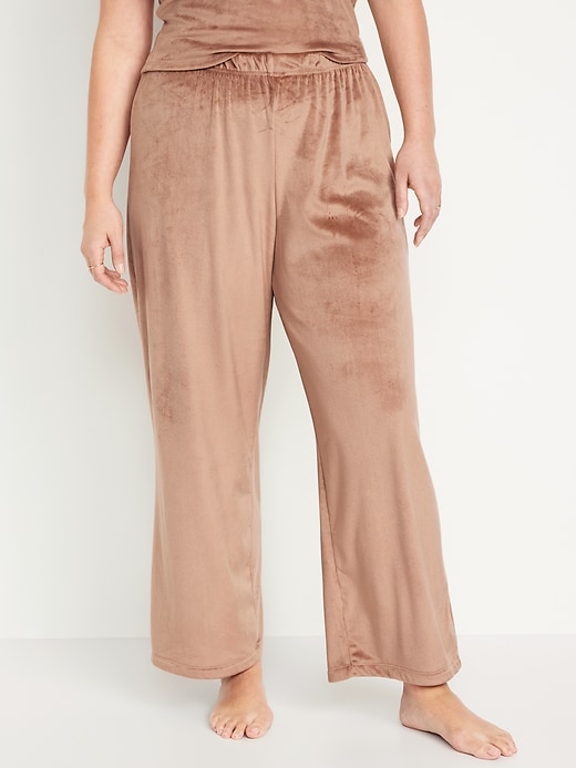 High-Waisted Velour Pajama Pants for Women