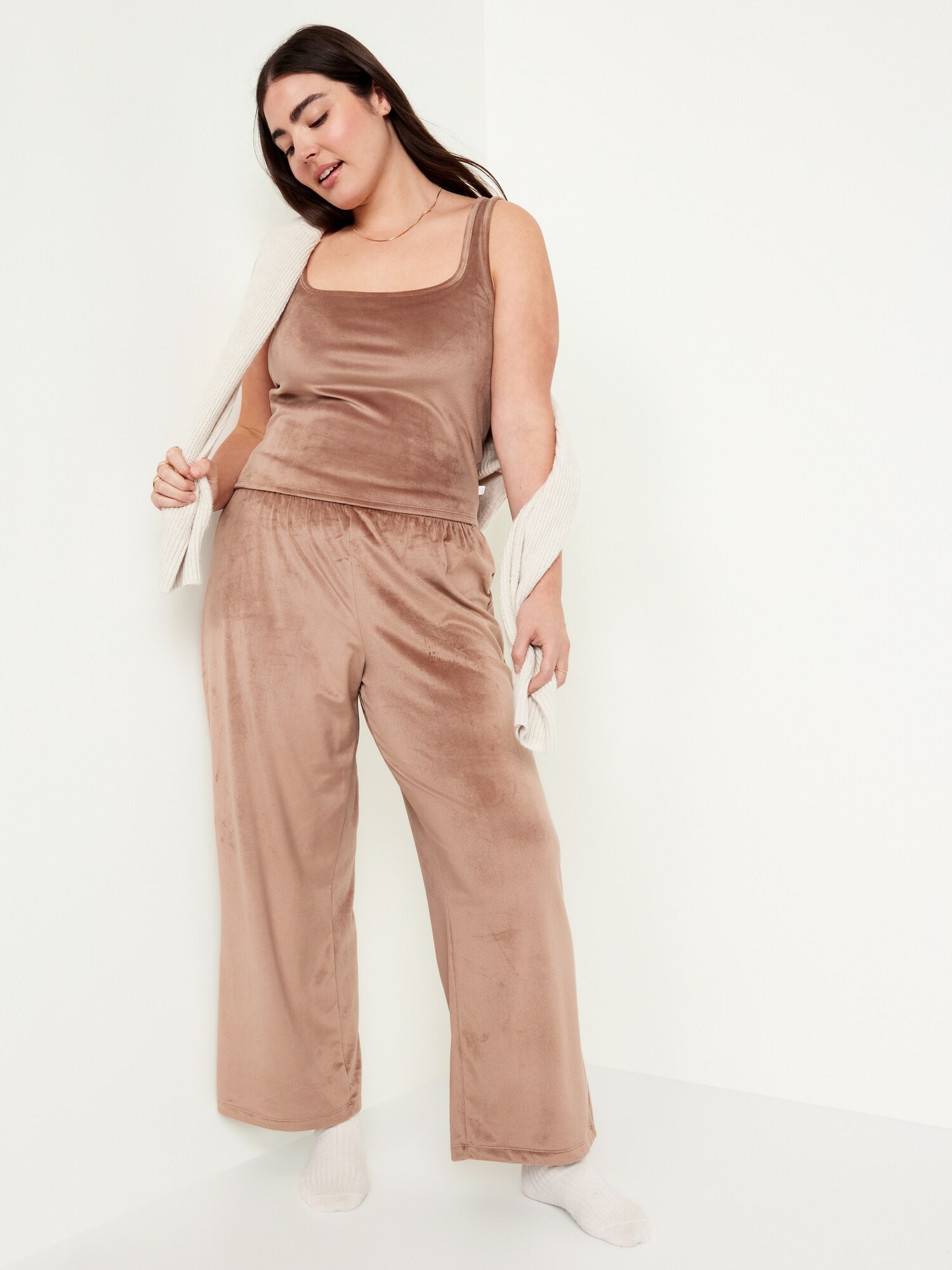 High-Waisted Velour Pajama Pants | Old Navy