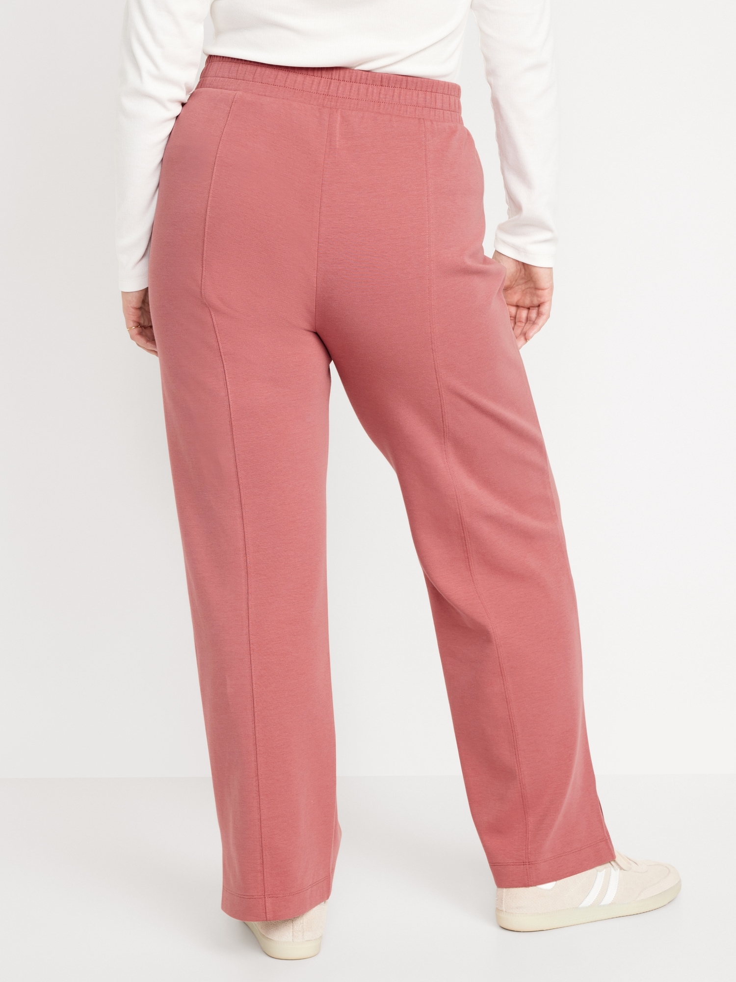 Women Pants High Waist Stretchy Fleece Lined Pants Pink XL