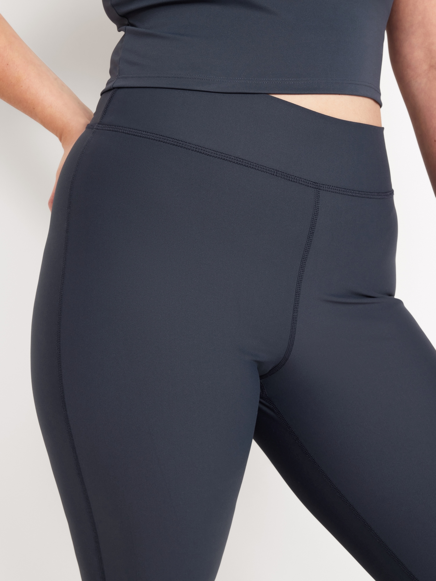 Gaiam Leggings Small Blue Black Yoga Pants Stretch Logo Compression Womens