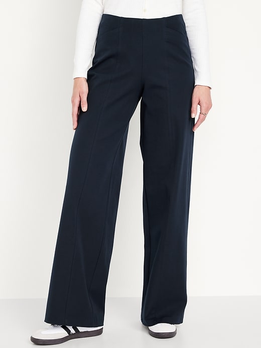 Image number 1 showing, High-Waisted Pull-On Pixie Wide-Leg Pants