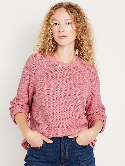 Image number 1 showing, Loose Textured Pullover Tunic Sweater