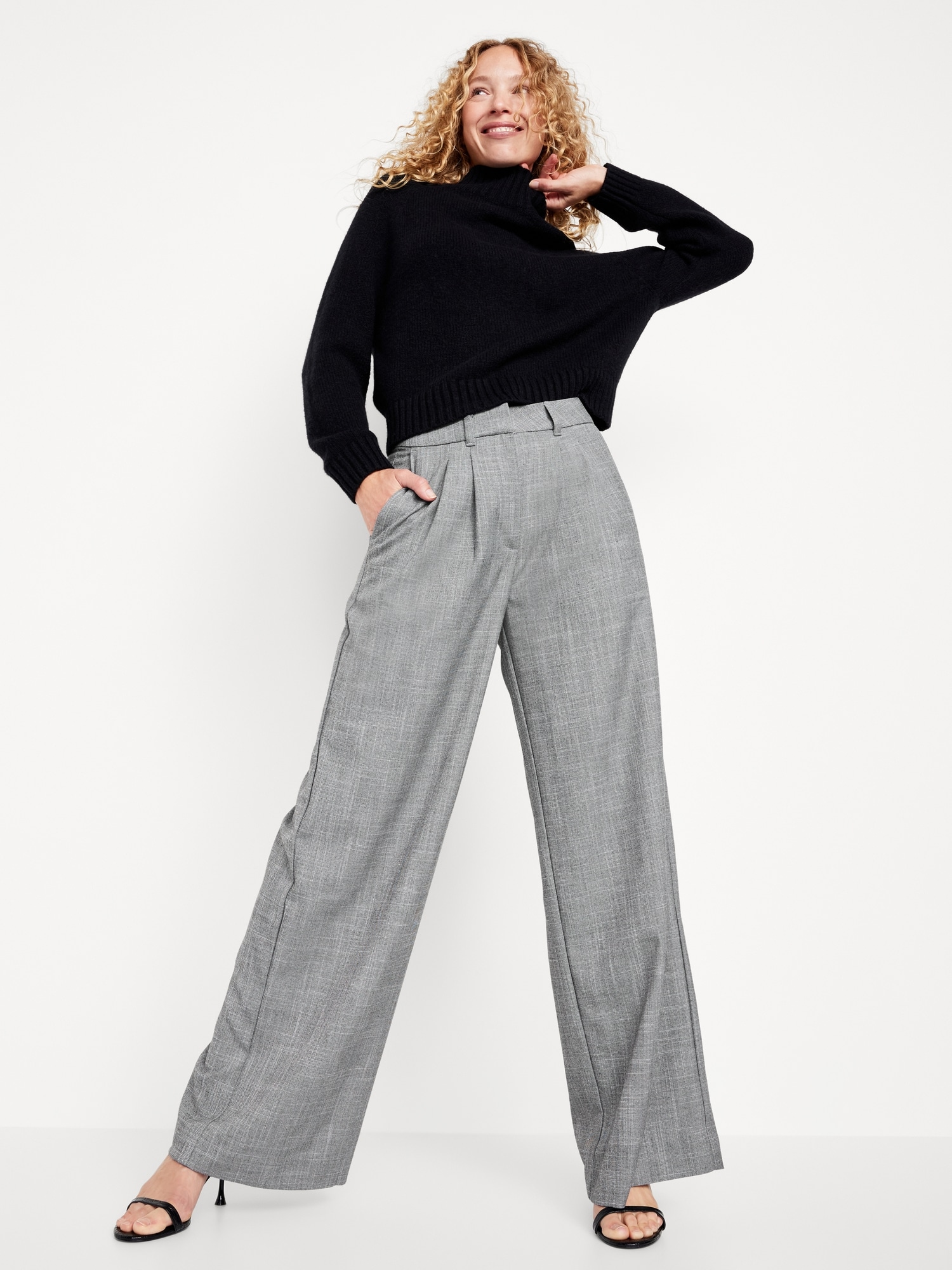 Buy Black Tailored Super Wide Leg Trousers from Next Poland