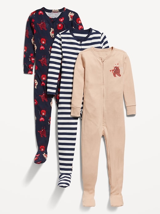 View large product image 1 of 1. Unisex 2-Way-Zip Snug-Fit Pajama One-Piece 3-Pack for Toddler & Baby
