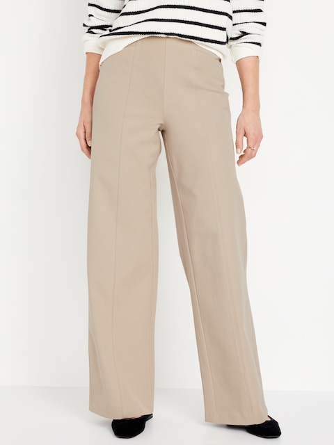 High-Waisted Pull-On Pixie Super Wide-Leg Pants - Mocha Taffy