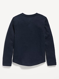 View large product image 3 of 3. Cozy-Knit Long-Sleeve Striped Henley T-Shirt for Boys