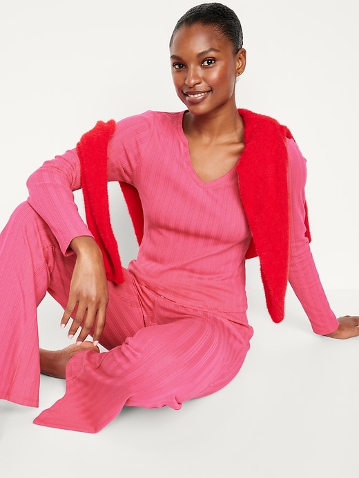 Image number 3 showing, Pointelle Knit Pajama Top