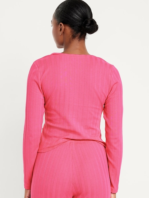 Image number 2 showing, Pointelle Knit Pajama Top