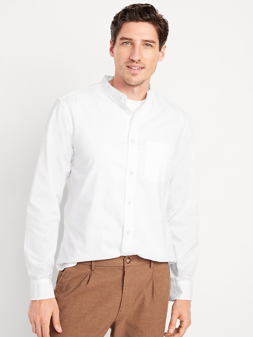 Image number 1 showing, Banded-Collar Non-Stretch Shirt