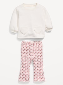View large product image 3 of 3. Cozy French Terry Crew-Neck and Flared Leggings Set for Baby