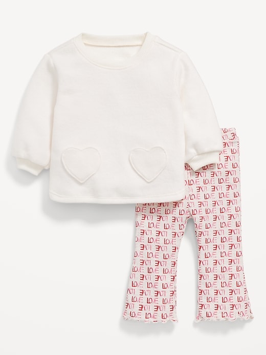 View large product image 1 of 3. Cozy French Terry Crew-Neck and Flared Leggings Set for Baby