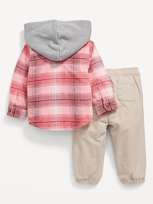 View large product image 2 of 3. Hooded Soft-Brushed Flannel Shirt & Jogger Pants Set for Baby