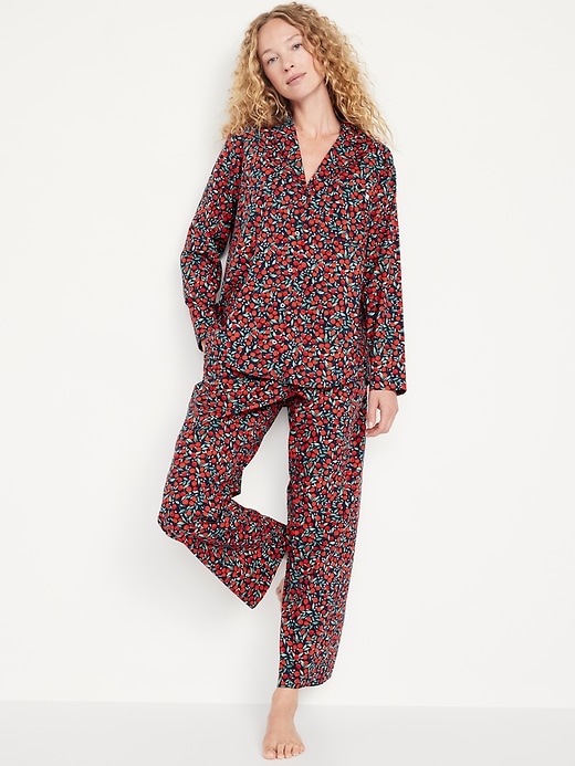 Image number 1 showing, Oversized Poplin Pajama Set