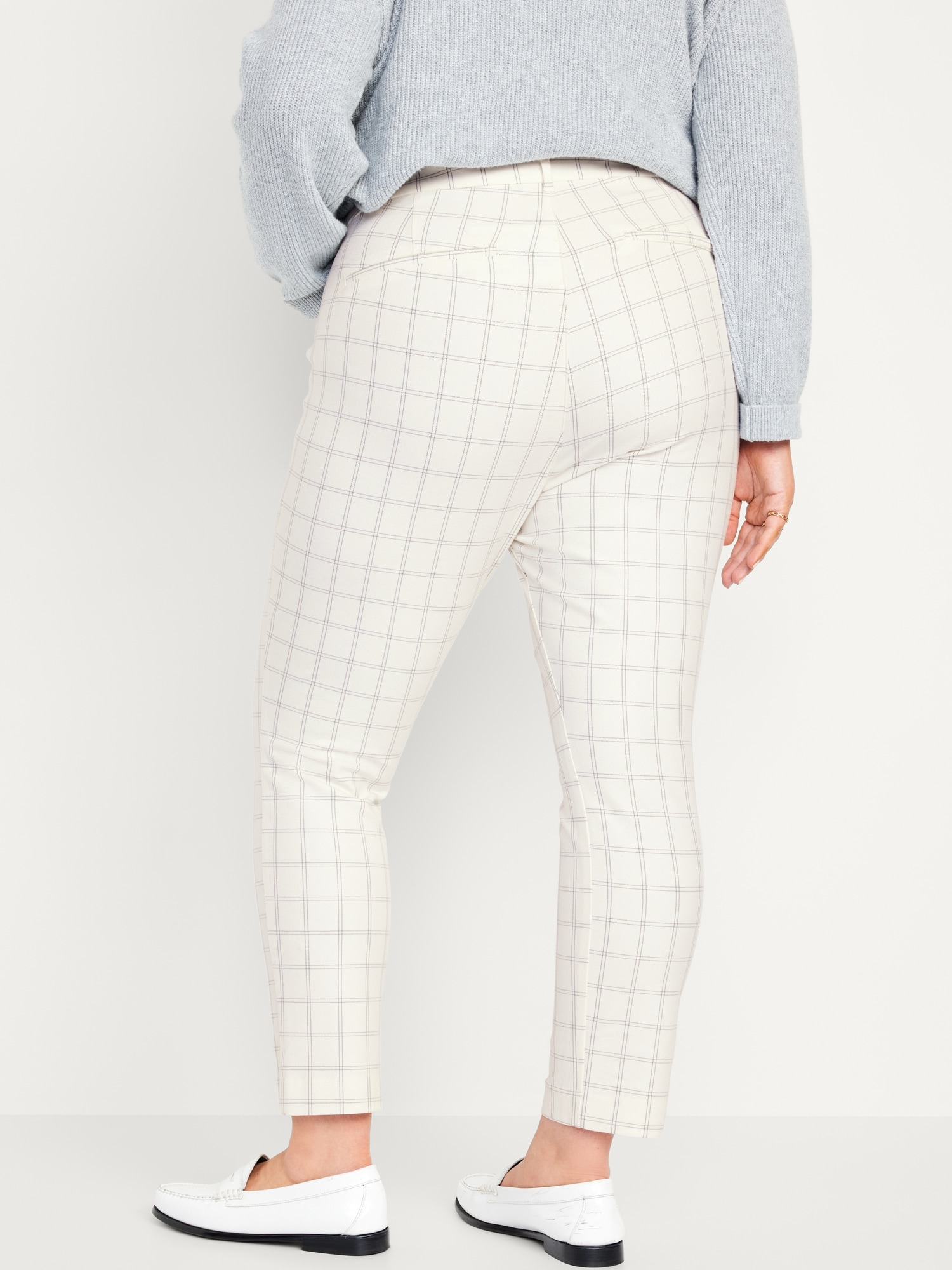 Women's High-Rise Slim Fit Ankle Pants - A New Day Gray Windowpane Check 10