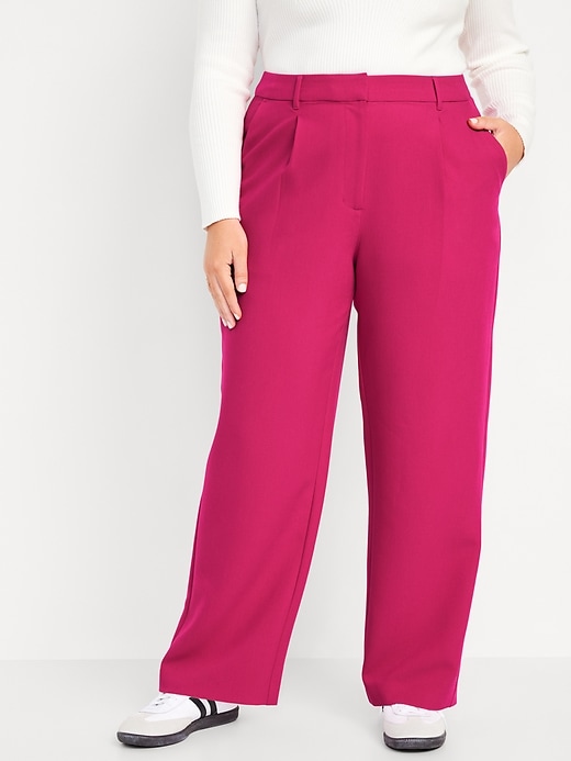 Image number 7 showing, Extra High-Waisted Pleated Taylor Wide-Leg Trouser Suit Pants for Women