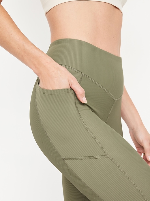 Image number 4 showing, High-Waisted PowerSoft Ribbed 7/8 Leggings