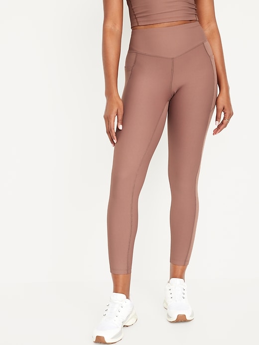Image number 1 showing, High-Waisted PowerSoft Ribbed 7/8 Leggings
