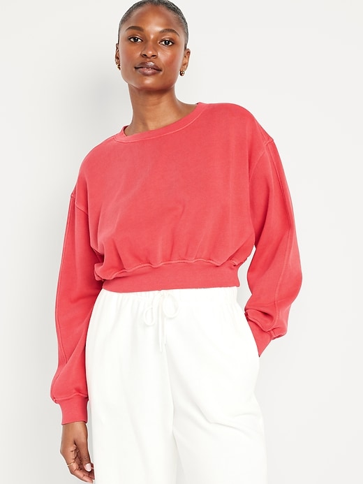 Image number 1 showing, Oversized Crop Fleece Sweatshirt