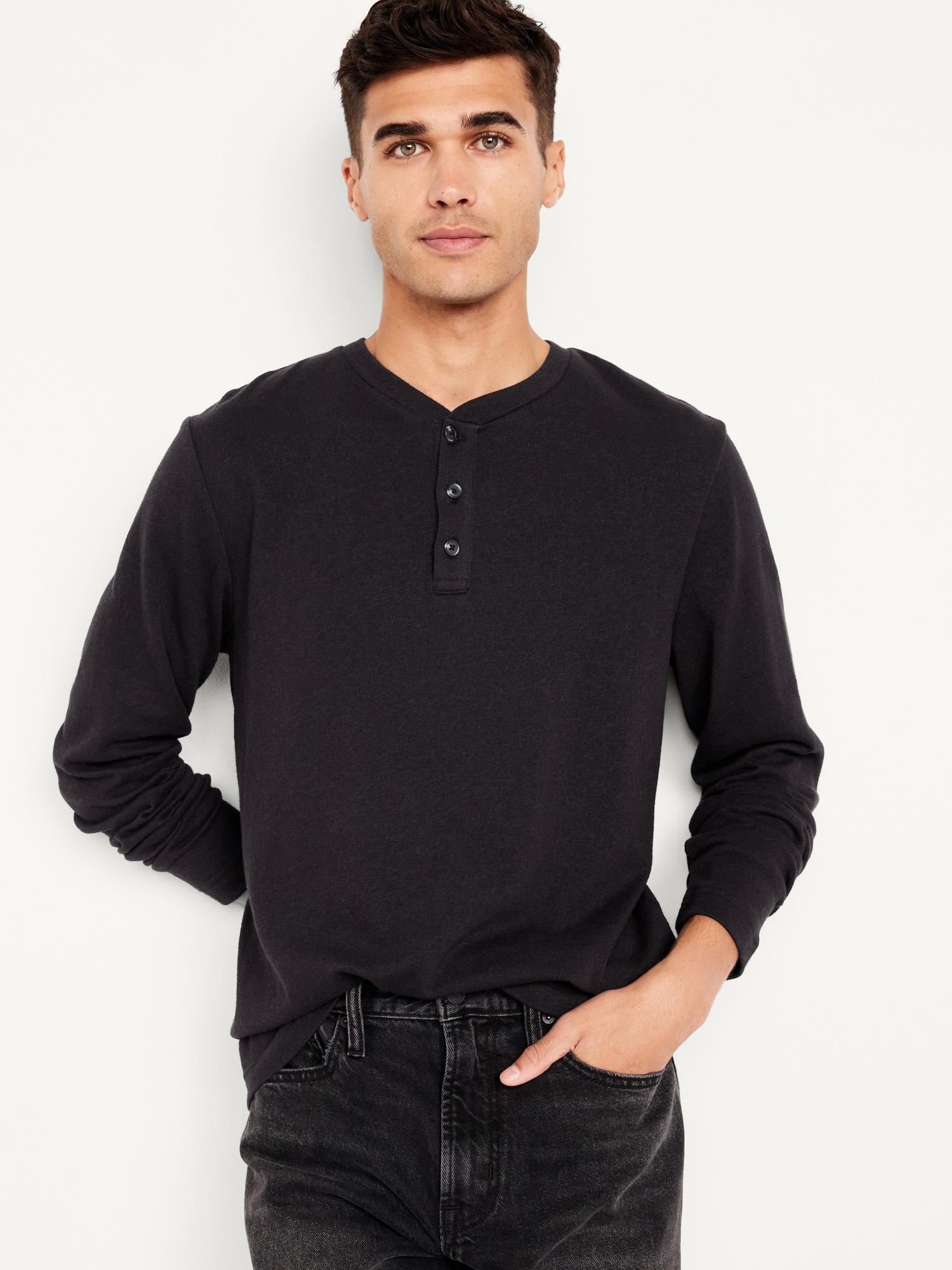 Long-Sleeve Henley T-Shirt