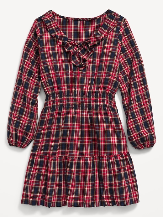 View large product image 1 of 1. Long-Sleeve Ruffle-Trim Tiered Dress for Girls